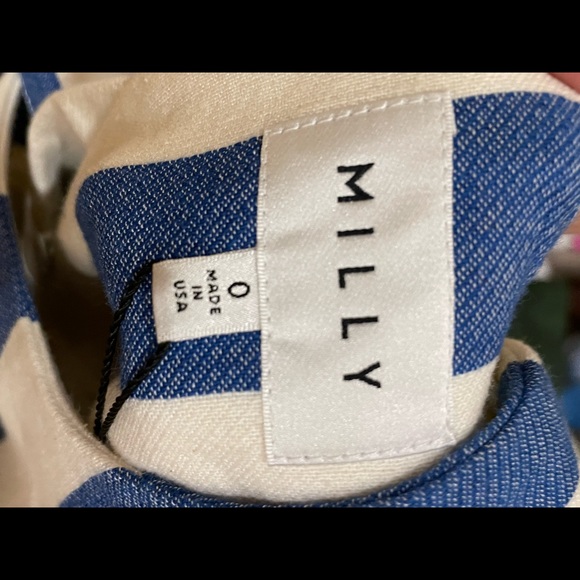 NWT Milly Maya Striped Cotton Blend Sleeveless Woven A-Line Lined Mini Dress. - Picture 6 of 7